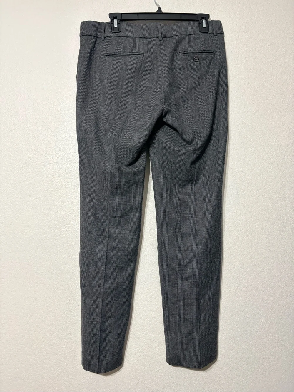 Woman’s J. Crew City Fit Wool Dark Gray Glen Plaid Career Straight Leg Pants 8